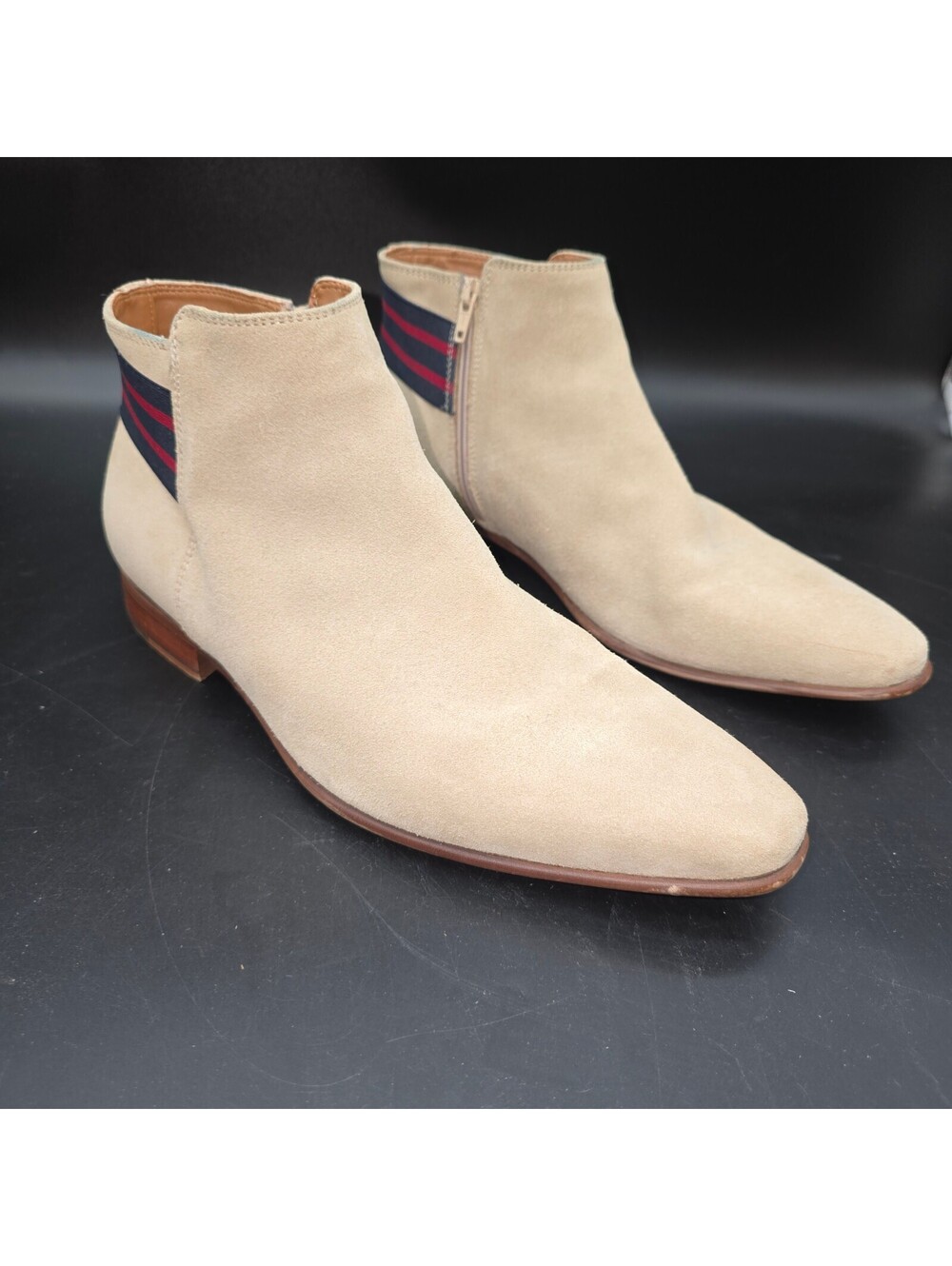 ALDO Lintlaw Men's Tan Suede Ankle Chelsea Boots Webbed Stripe Size 10 EUR 43